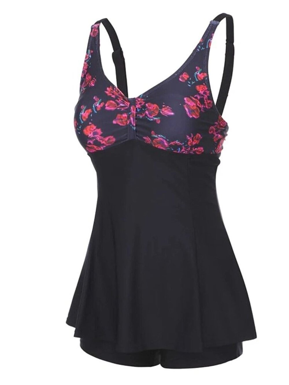 Plus Size 3XL Floral Monokini One-Piece Swimsuit Padded Wire-Free Swimdress - Picture 7 of 9